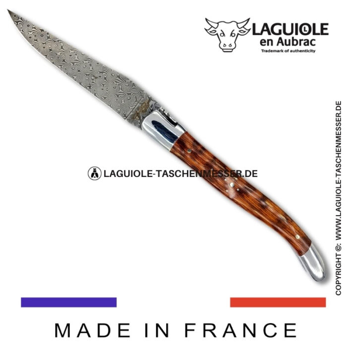laguiole taschenmesser mit griff aus schlangenholz – guillochierte platinen & balbach damas klinge