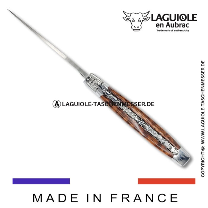 laguiole taschenmesser mit griff aus schlangenholz – guillochierte platinen & balbach damas klinge