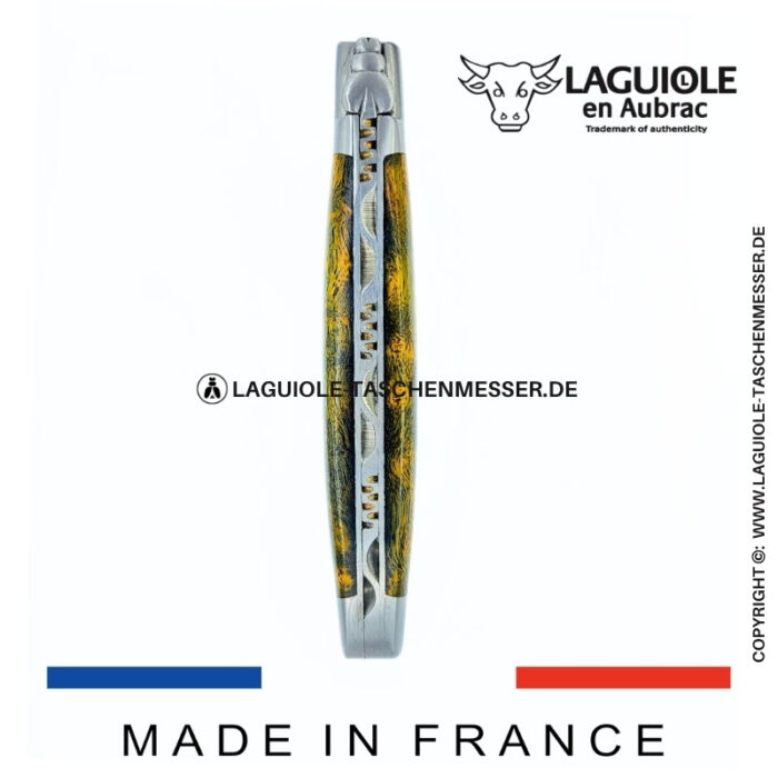 laguiole taschenmesser mit griff aus grünem cheesewood