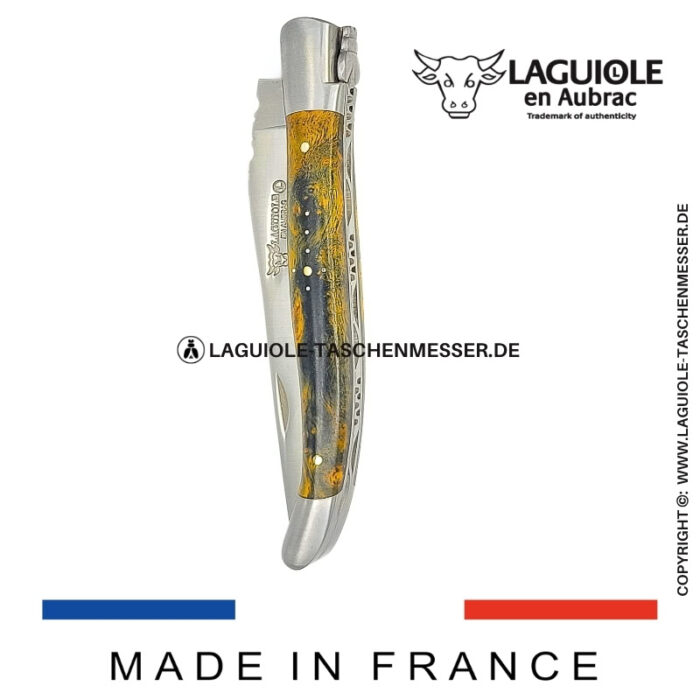 laguiole taschenmesser mit griff aus grünem cheesewood