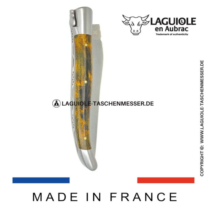 laguiole taschenmesser mit griff aus grünem cheesewood