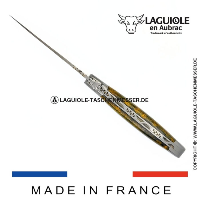 laguiole taschenmesser mit griff aus grünem cheesewood