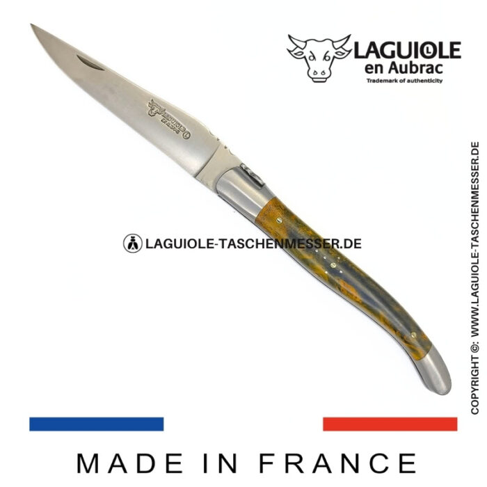 laguiole taschenmesser mit griff aus grünem cheesewood