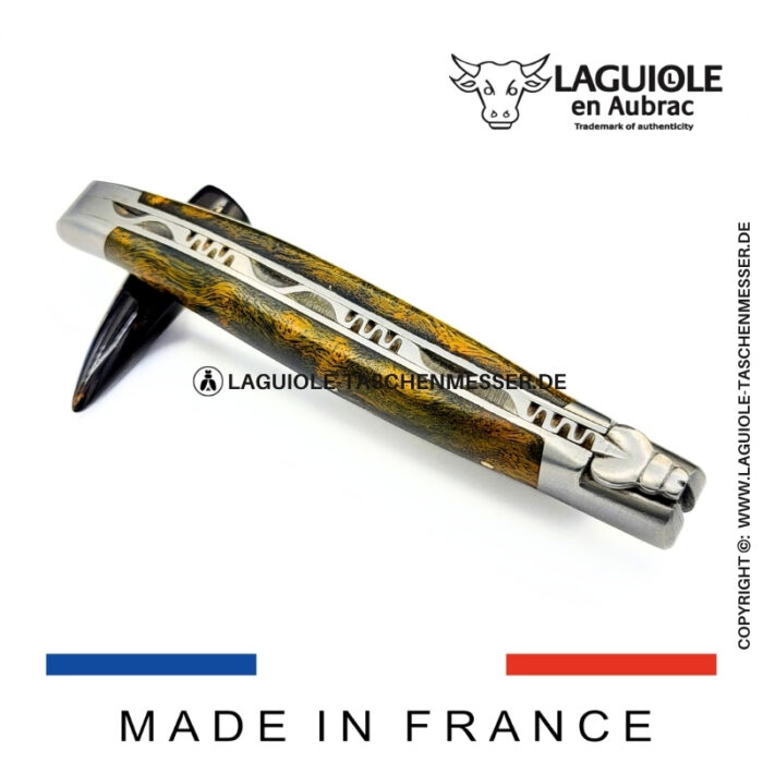 laguiole taschenmesser mit griff aus grünem cheesewood