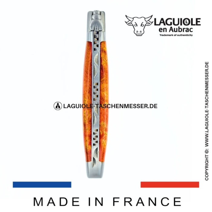 laguiole taschenmesser mit griff aus orangem cheesewood
