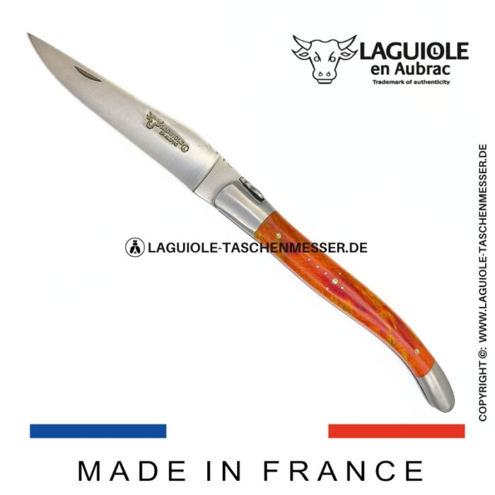 laguiole taschenmesser mit griff aus orangem cheesewood