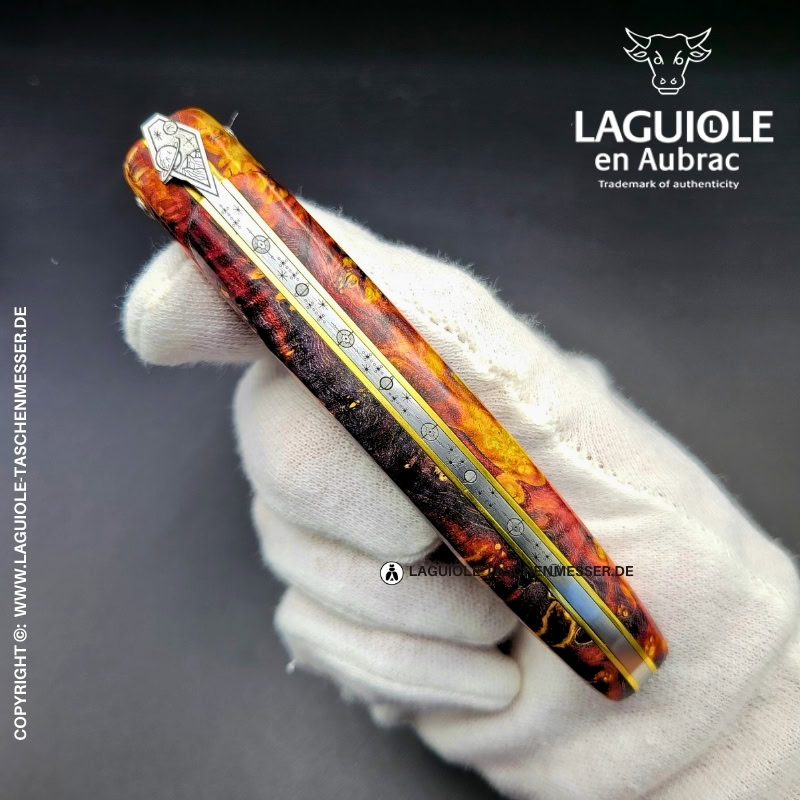 laguiole taschenmesser „der weltraum“ – kollektion cosmos – holundermaser rot