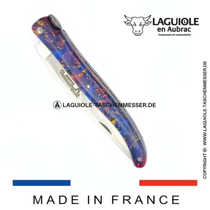 laguiole taschenmesser „die erde“ – kollektion cosmos – holundermaser blau