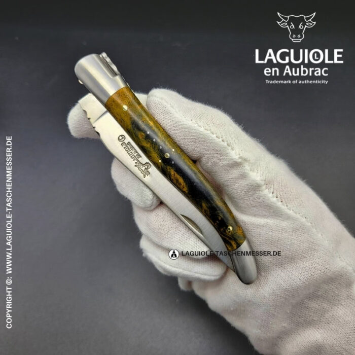 laguiole taschenmesser mit griff aus grünem cheesewood