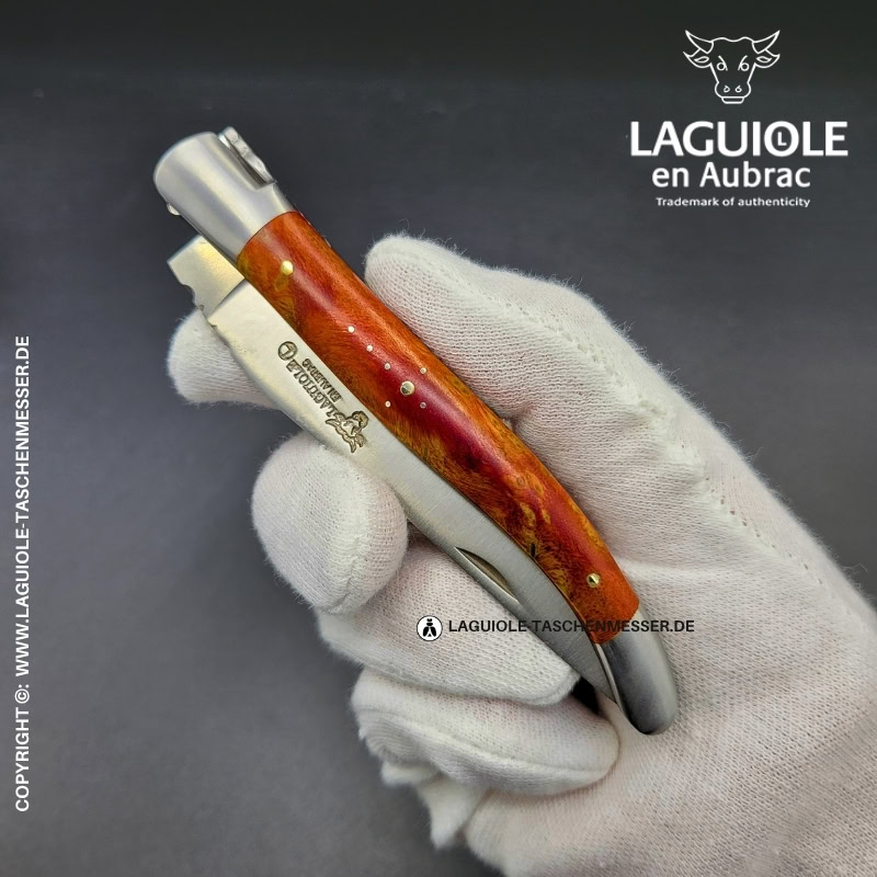 laguiole taschenmesser mit griff aus orangem cheesewood