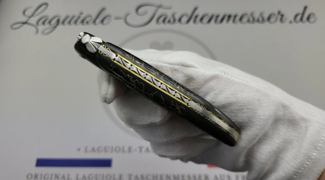 laguiole taschenmesser „nox pretiosa“ – ebenholz & onyx – guillochierte messingplatinen
