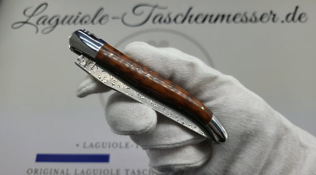 laguiole taschenmesser mit griff aus schlangenholz – guillochierte platinen & balbach damas klinge
