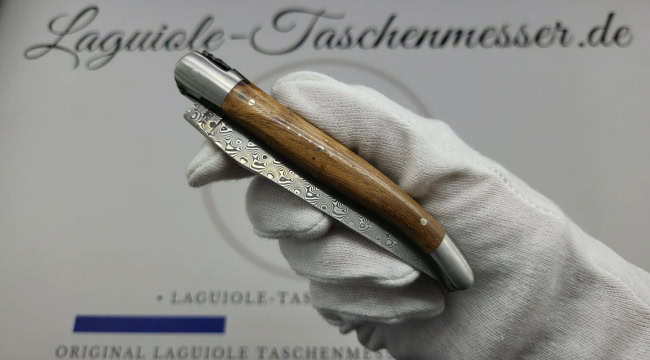 laguiole taschenmesser mit damastklinge & doppelplatinen – griff aus weinrebenholz