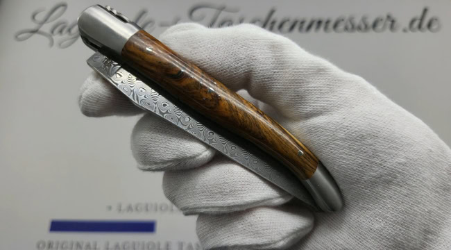 laguiole taschenmesser mit damastklinge & doppelplatinen – griff aus pistazienholz