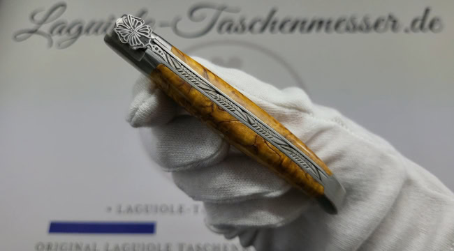 laguiole taschenmesser „schmetterling“ – griff aus gelbem birkenholz