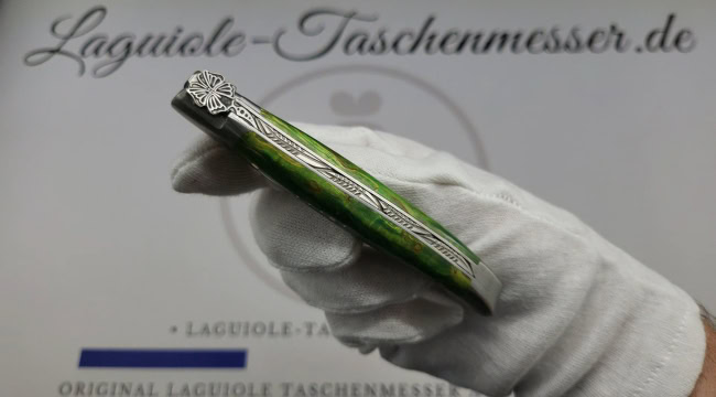 laguiole taschenmesser „schmetterling“ – griff aus grünem birkenholz