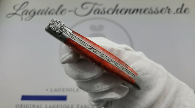 laguiole taschenmesser „schmetterling“ – griff aus rotorangem birkenholz