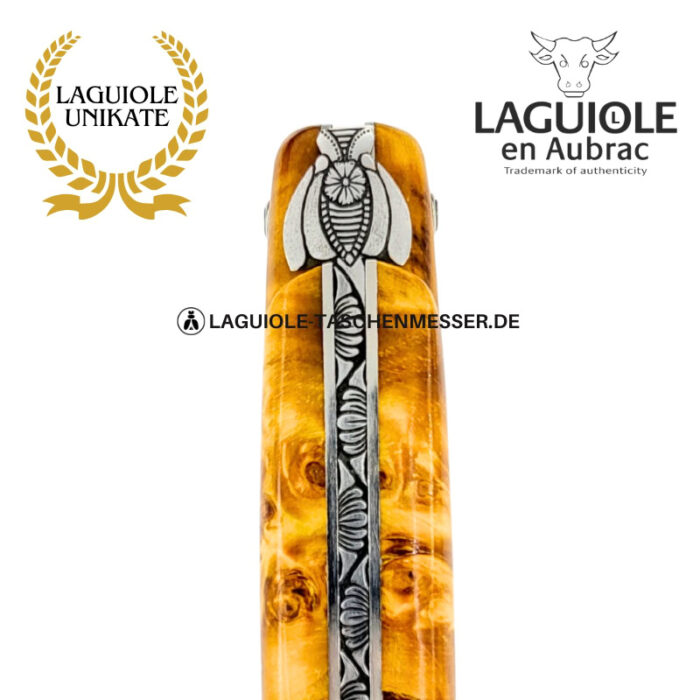 dharma biene: laguiole taschenmesser aus braun gelber pappelgabel – voller griff