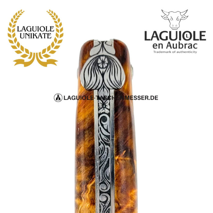florale biene: laguiole taschenmesser aus dunkler pappelgabel – voller griff