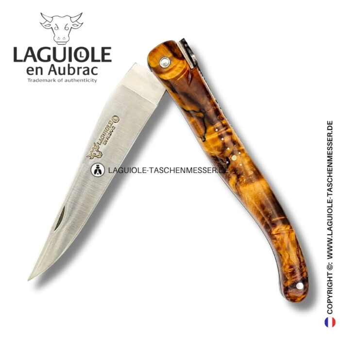 florale biene: laguiole taschenmesser aus dunkler pappelgabel – voller griff