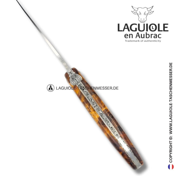florale biene: laguiole taschenmesser aus dunkler pappelgabel – voller griff