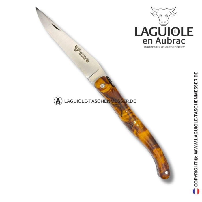 florale biene: laguiole taschenmesser aus dunkler pappelgabel – voller griff