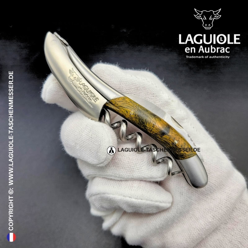 laguiole en aubrac kellnermesser – griff aus grünem cheesewood