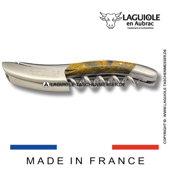 laguiole en aubrac kellnermesser – griff aus grünem cheesewood