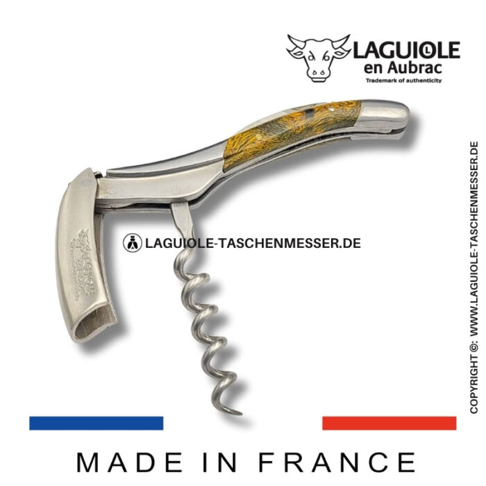 laguiole en aubrac kellnermesser – griff aus grünem cheesewood
