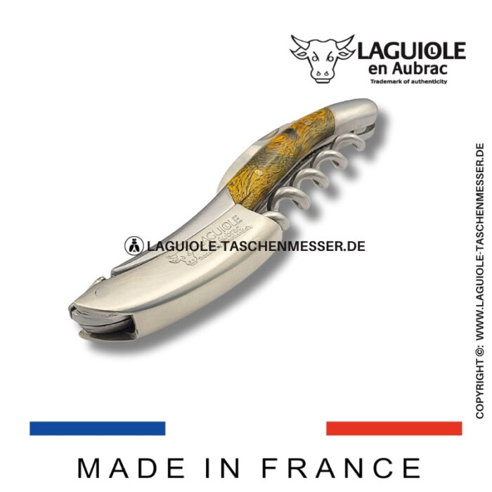 laguiole en aubrac kellnermesser – griff aus grünem cheesewood