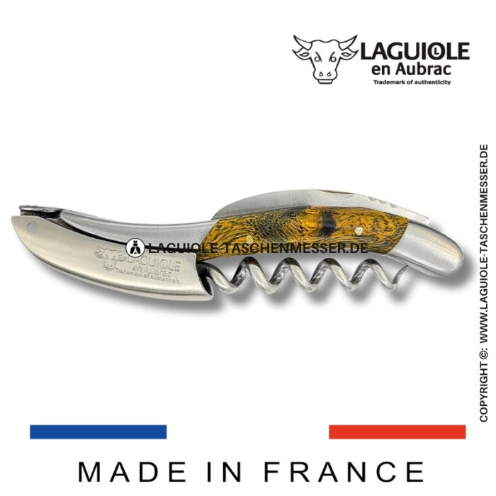 laguiole en aubrac kellnermesser – griff aus grünem cheesewood
