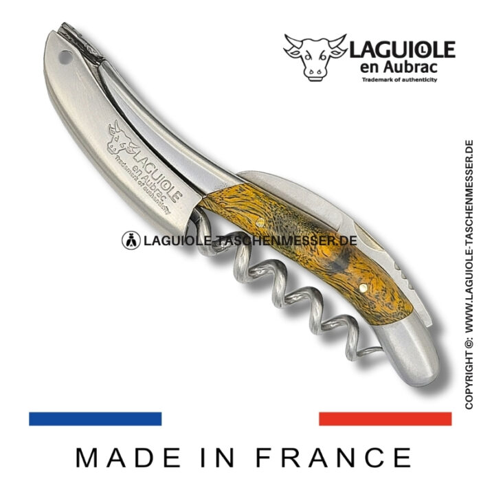 laguiole en aubrac kellnermesser – griff aus grünem cheesewood