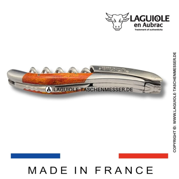 laguiole en aubrac kellnermesser – griff aus orangem cheesewood