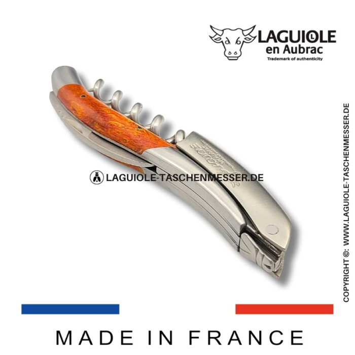 laguiole en aubrac kellnermesser – griff aus orangem cheesewood