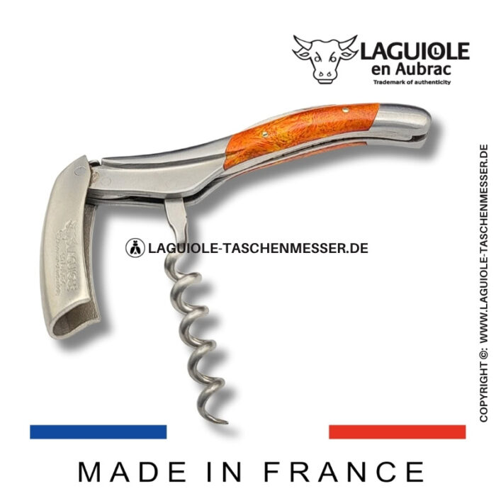 laguiole en aubrac kellnermesser – griff aus orangem cheesewood