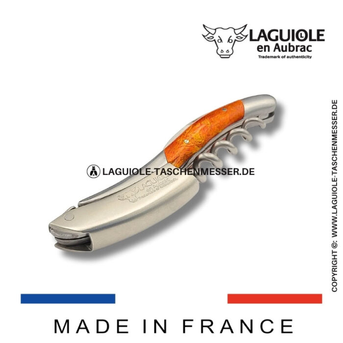 laguiole en aubrac kellnermesser – griff aus orangem cheesewood