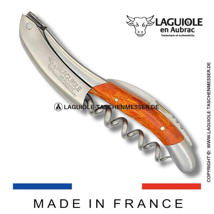 laguiole en aubrac kellnermesser – griff aus orangem cheesewood