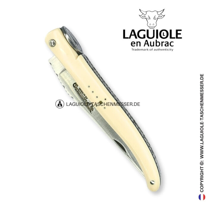 laguiole origine eiffelturm: taschenmesser mit vollgriff aus elforyn weiß n°1