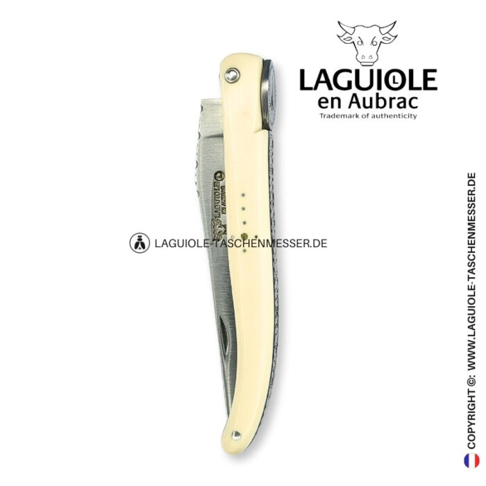 laguiole origine eiffelturm: taschenmesser mit vollgriff aus elforyn weiß n°1