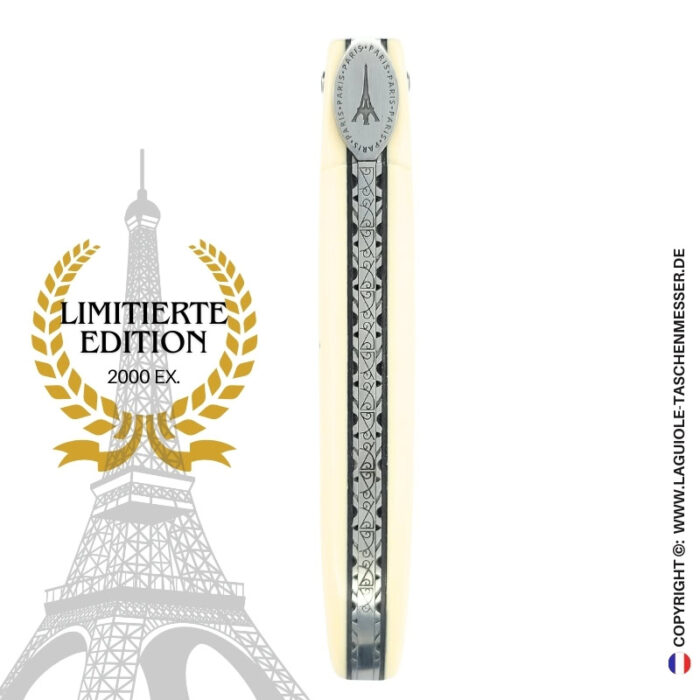 laguiole origine eiffelturm: taschenmesser mit vollgriff aus elforyn weiß n°1