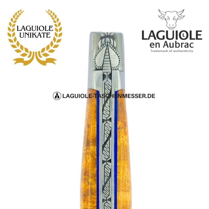 spitzenzierde: laguiole taschenmesser aus goldener amboina maser