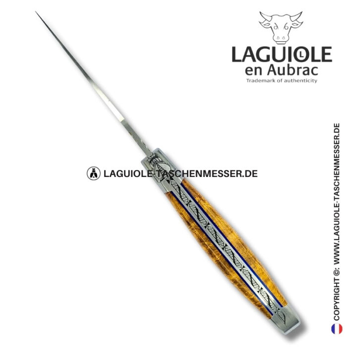 spitzenzierde: laguiole taschenmesser aus goldener amboina maser