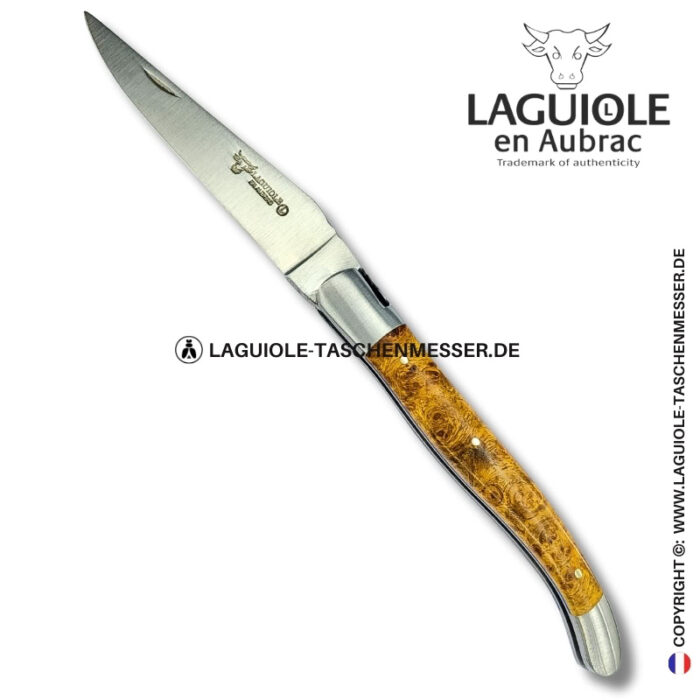 spitzenzierde: laguiole taschenmesser aus goldener amboina maser