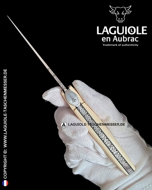 laguiole origine eiffelturm: taschenmesser mit vollgriff aus elforyn weiß n°1
