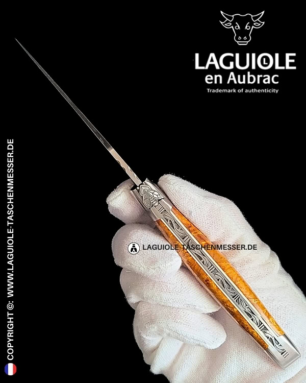 elfische biene: laguiole taschenmesser aus goldener amboina maser