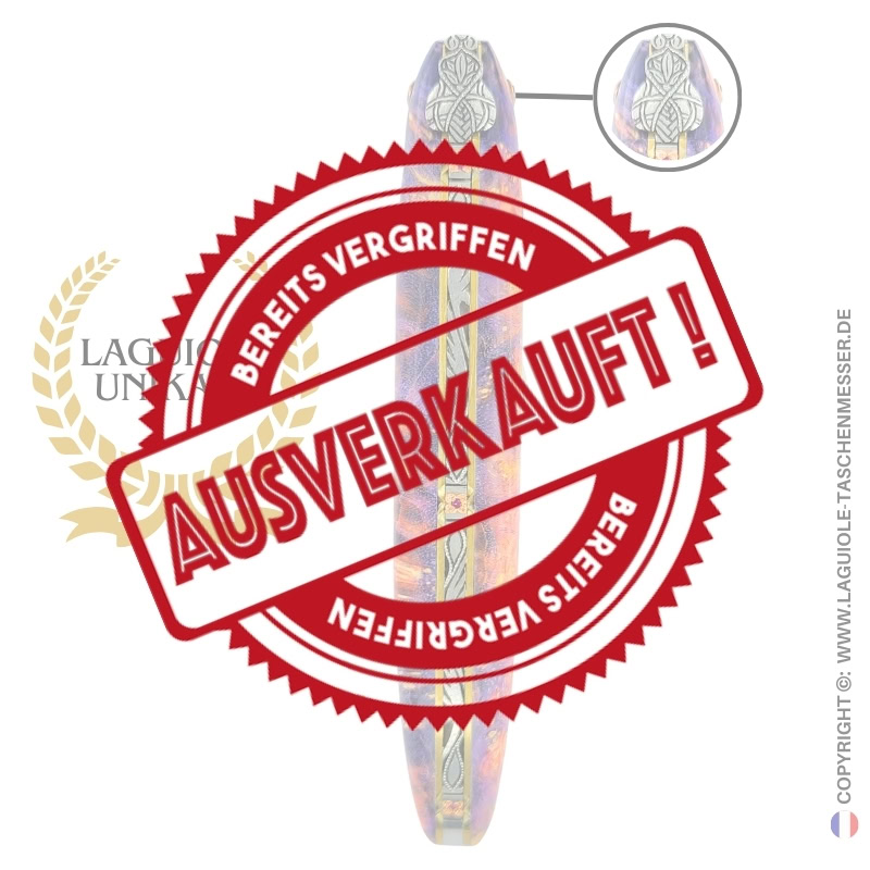 phönixschmuck: laguiole taschenmesser aus gefärbter holundermaser mit steineinlage, vollgriff