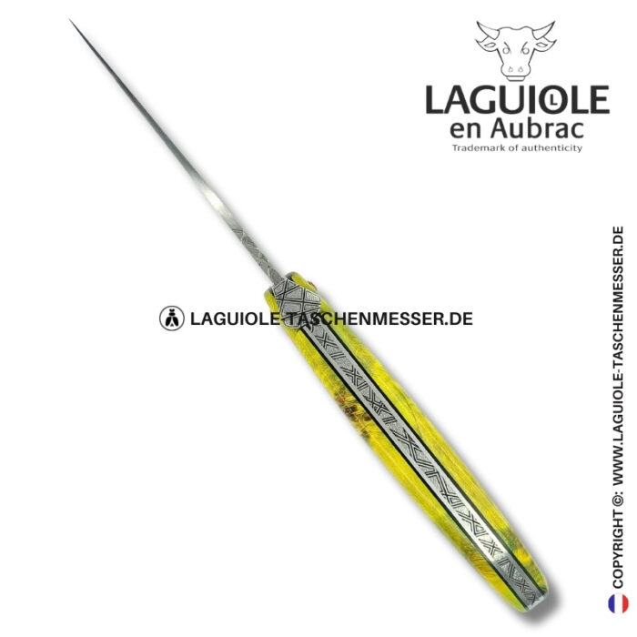 smaragdglyphen: laguiole taschenmesser aus grüner pappelmaser, vollgriff
