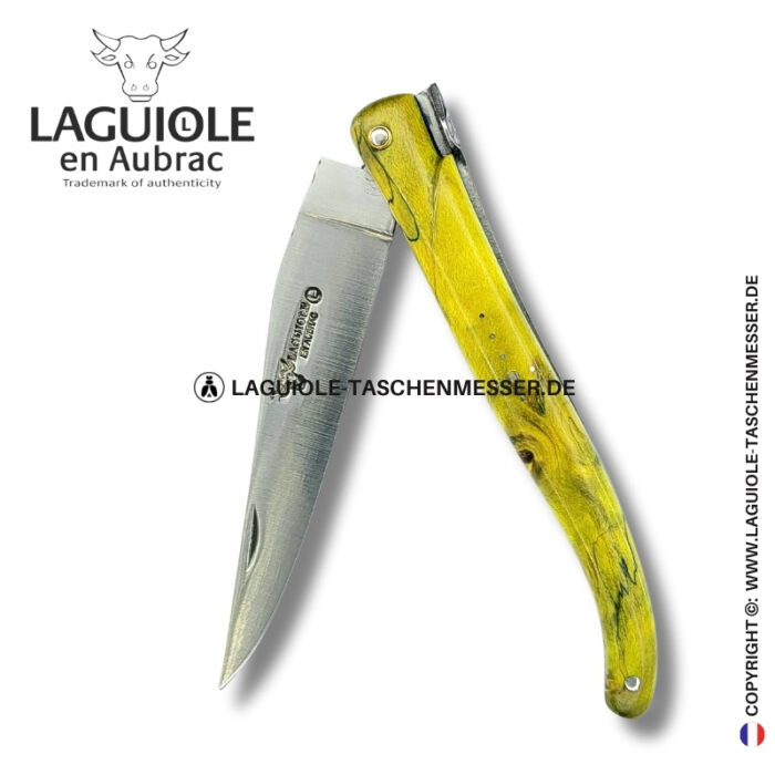 smaragdpriesterin: laguiole taschenmesser mit vollgriff aus grüner pappelmaser
