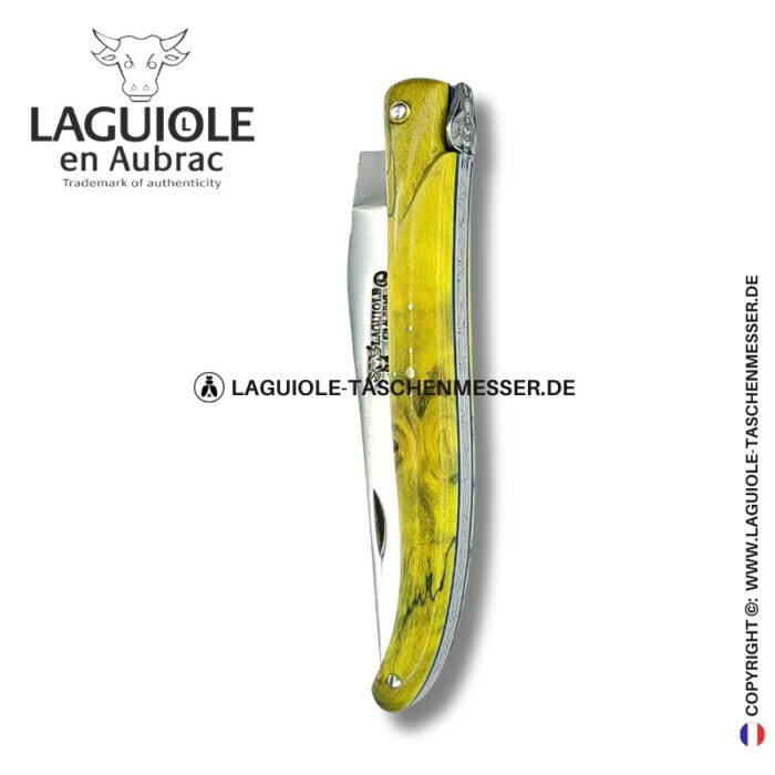 smaragdpriesterin: laguiole taschenmesser mit vollgriff aus grüner pappelmaser