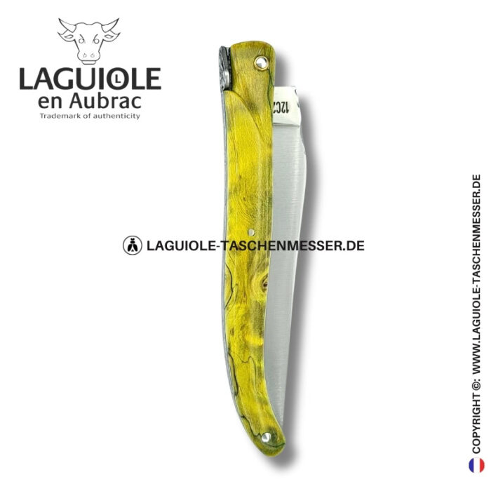 smaragdpriesterin: laguiole taschenmesser mit vollgriff aus grüner pappelmaser